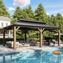 Jolydale Soild Wood Gazebo, Hardtop Gazebo With Galvanized Steel Double Roof, Suitable For Patios, Lawn And Backyard