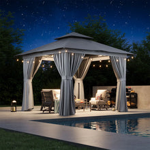 Jolydale 8x8 Ft Outdoor Gazebo With Double Roof, Patio Canopy With Mosquito Netting And Curtains, Suitable For Patios, Lawn And Backyard