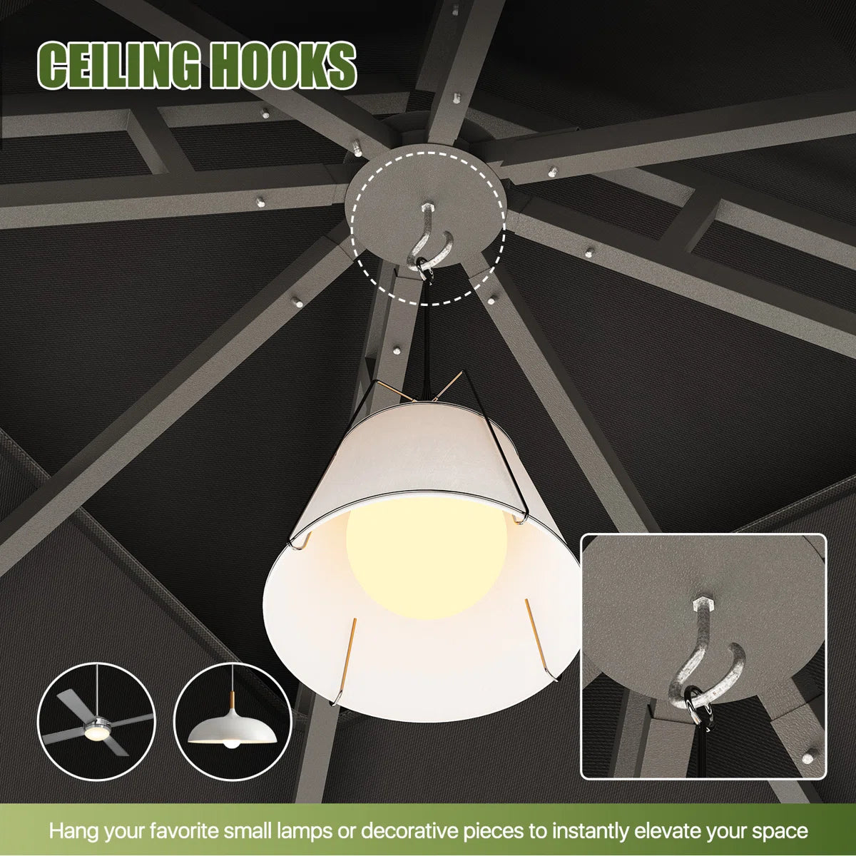 Jolydale 8x8 Ft Outdoor Gazebo With Double Roof, Patio Canopy With Mosquito Netting And Curtains, Suitable For Patios, Lawn And Backyard