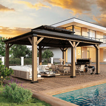 Jolydale Soild Wood Gazebo, Hardtop Gazebo With Galvanized Steel Double Roof, Suitable For Patios, Lawn And Backyard