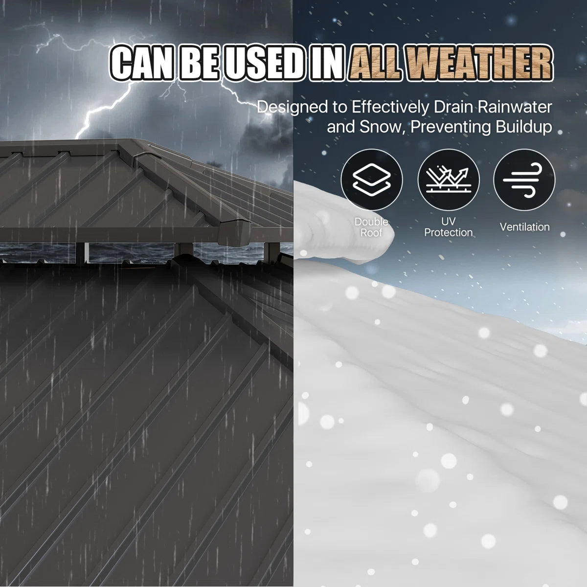 Jolydale Soild Wood Gazebo, Hardtop Gazebo With Galvanized Steel Double Roof, Suitable For Patios, Lawn And Backyard