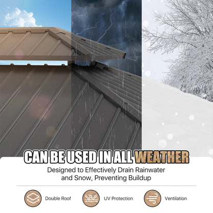 Jolydale Soild Wood Gazebo, Hardtop Gazebo With Galvanized Steel Double Roof, Suitable For Patios, Lawn And Backyard