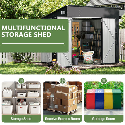 Metal Lean-to Storage Shed With Three Doors