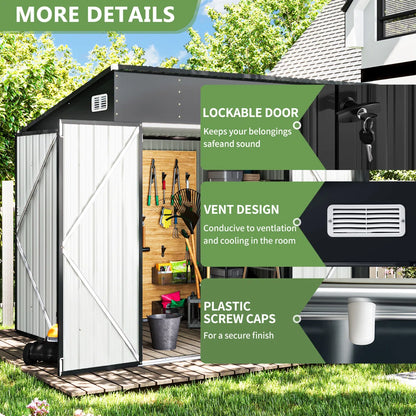 Metal Lean-to Storage Shed With Three Doors