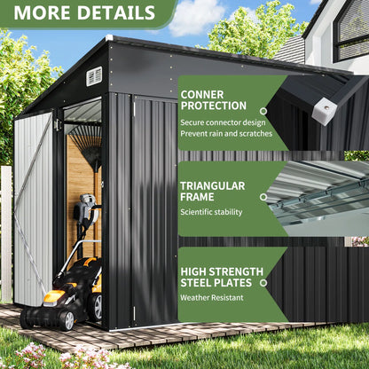 Metal Lean-to Storage Shed With Three Doors