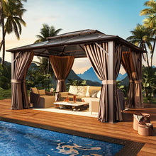 Outdoor Patio Gazebo with Hardtop Double Roof