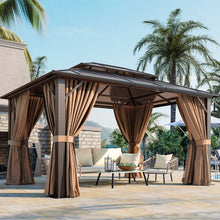 Outdoor Patio Gazebo with Hardtop Double Roof
