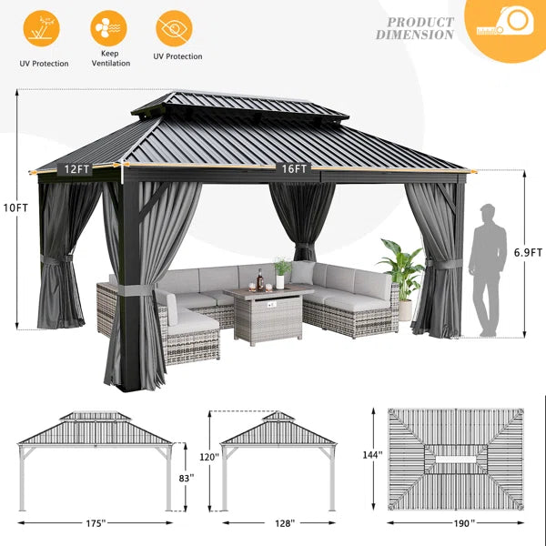 Patio Gazebo with Double Roof