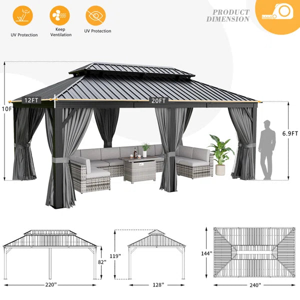 Patio Gazebo with Double Roof